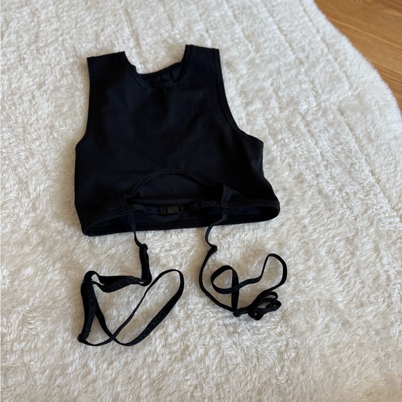 BUCKLE UP GARTER TOP - BLACK - Picture 2 of 4